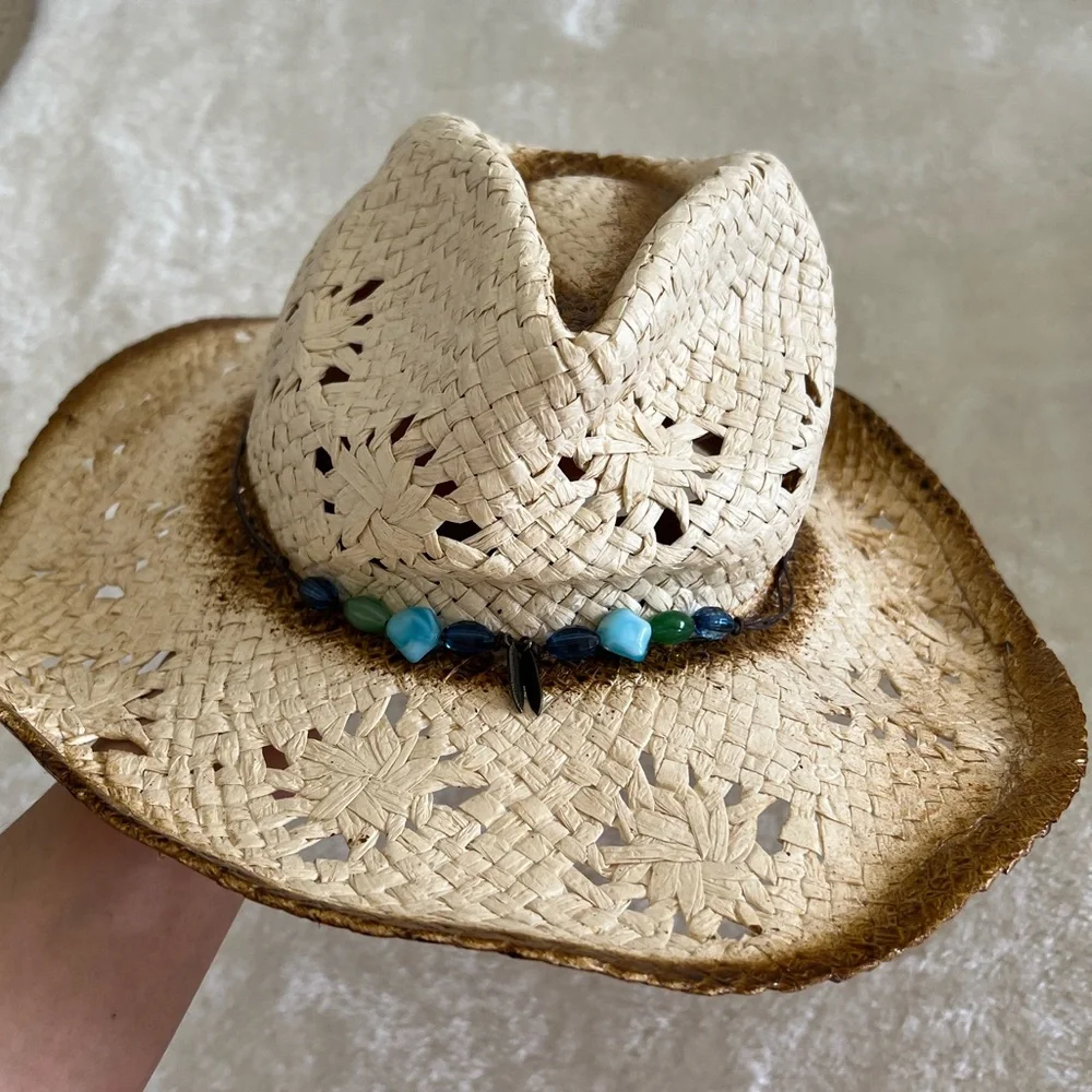Stylish Cream and Brown Women's Straw Hat